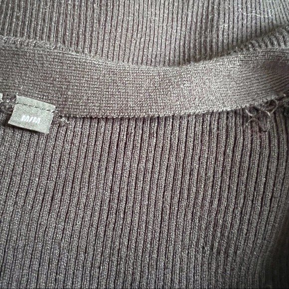 Icōne Simons organic cotton pearl button black stretchy cardigan sweater M - Picture 13 of 13